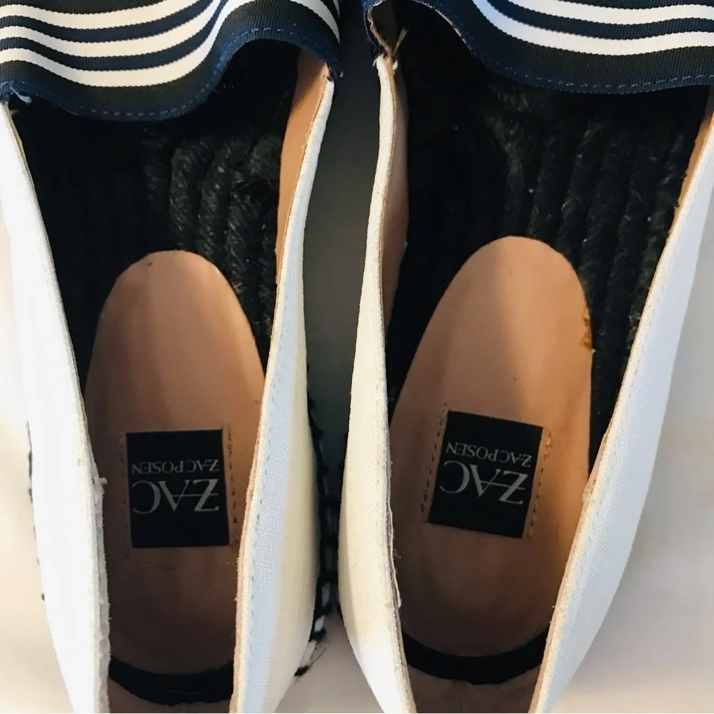 ZAC POSEN Vida Espadrille White Black Womens Woven Slip On Shoes Size 7